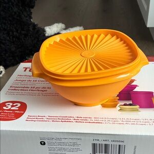 Tupperware Vibrant Orange Storage Bowl with Lid